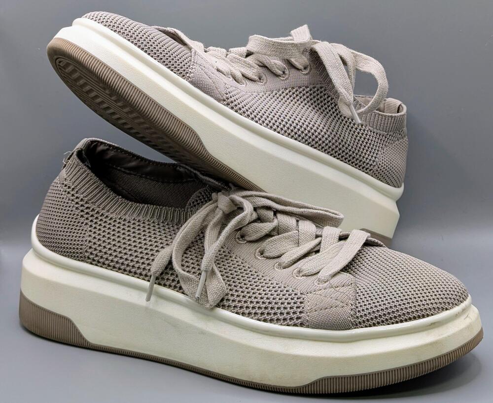 Steve Madden Savage Shoes Womens Size 9.5 Beige Knit Platform Low Top Sneakers